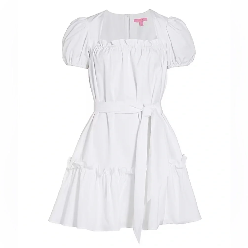 LDT Ruffled Puff Sleeve Mini Dress White Size 0